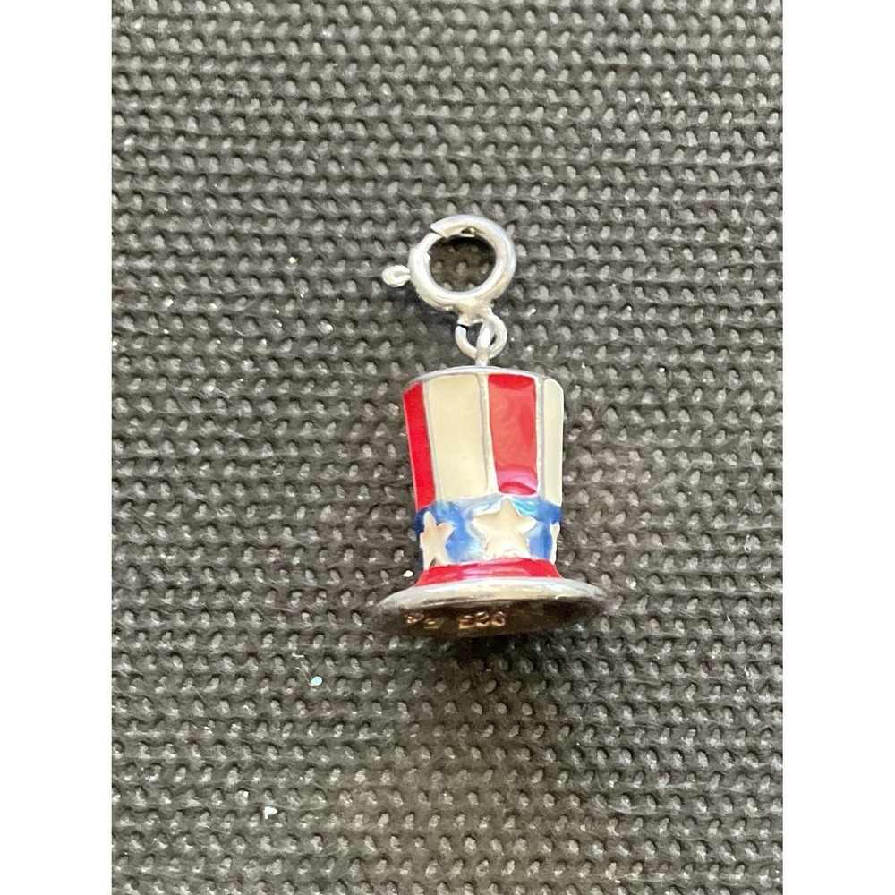 vintage Ross-Simons sterling silver and enamel Uncle Sam hat charm
